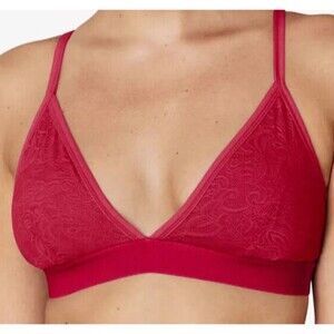Maidenform Stretch Lace Triangle Bralette Dark Red Size Small